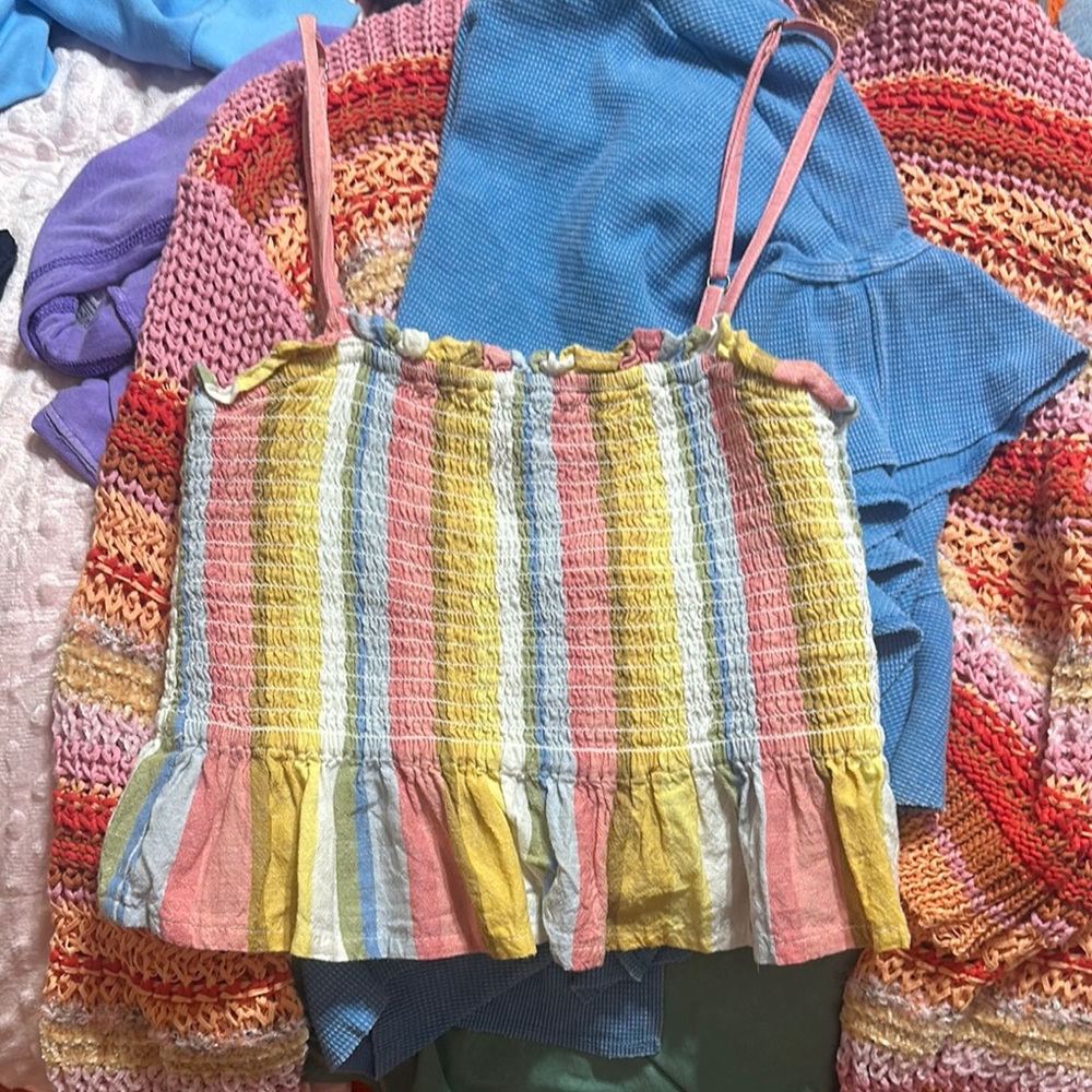 Billabong Yellow Pink Crop Top